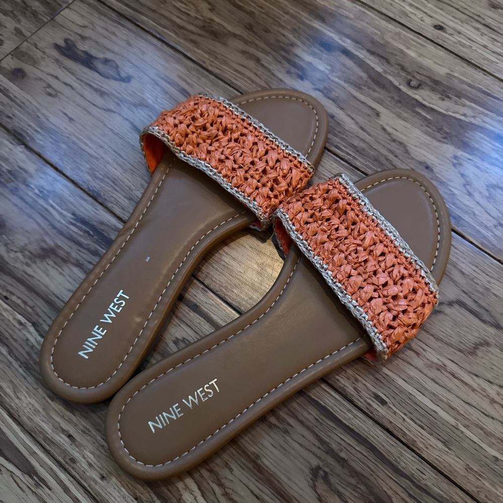 Nine West Woven Orange and Brown Sandals